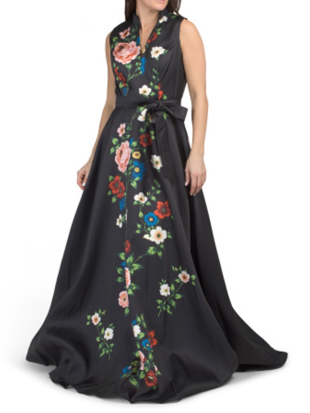 RENE BY RENE RUIZ Sleeveless Floral Mikado Gown